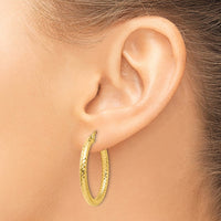 Load image into Gallery viewer, 14K ForeverLite Polished and Textured Hoop Earrings
