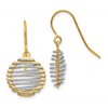 14K Two-tone Wire Wrapped Dangle Shepherd Hook Earrings