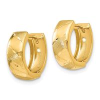 Load image into Gallery viewer, 14K Polished and Satin Hinged Hoop Earrings
