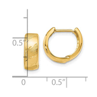 Load image into Gallery viewer, 14K Polished and Satin Hinged Hoop Earrings
