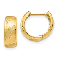 Load image into Gallery viewer, 14K Polished and Satin Hinged Hoop Earrings
