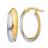 14K Two-tone Polished Double Oval Hoop Earrings