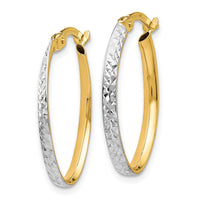 Load image into Gallery viewer, 14K w/White Rhodium D/C Oval Hoop Earrings

