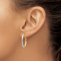 Load image into Gallery viewer, 14K w/White Rhodium D/C Oval Hoop Earrings
