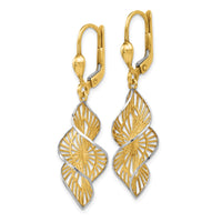 Load image into Gallery viewer, 14K w/White Rhodium Textured and D/C Leverback Earrings
