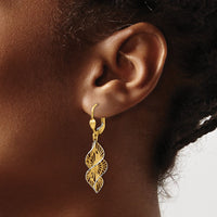 Load image into Gallery viewer, 14K w/White Rhodium Textured and D/C Leverback Earrings
