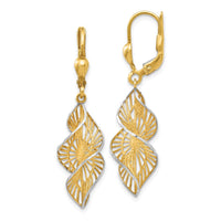 Load image into Gallery viewer, 14K w/White Rhodium Textured and D/C Leverback Earrings
