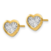 Load image into Gallery viewer, 14K w/White Rhodium Polished and D/C Heart Post Earrings

