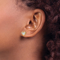 Load image into Gallery viewer, 14K w/White Rhodium Polished and D/C Heart Post Earrings
