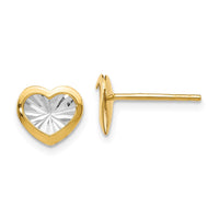 Load image into Gallery viewer, 14K w/White Rhodium Polished and D/C Heart Post Earrings
