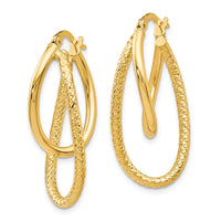 Load image into Gallery viewer, 14K Polished and Textured Hinged Hoop Earrings
