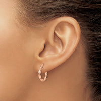 Load image into Gallery viewer, 14K Rose Gold Twisted Hoop Earrings
