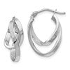 14K w/Wht RH-plating Polished Hinged Hoop Earrings