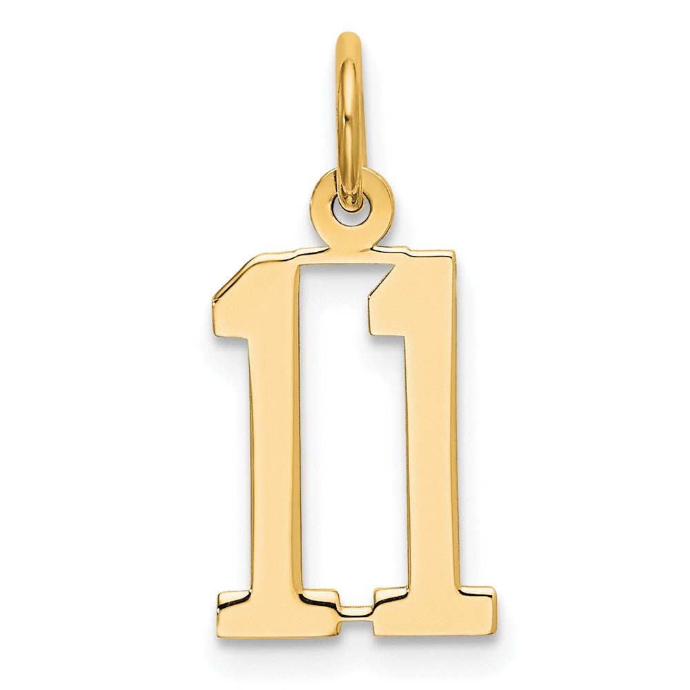 14k Small Elongated Number 11 Charm
