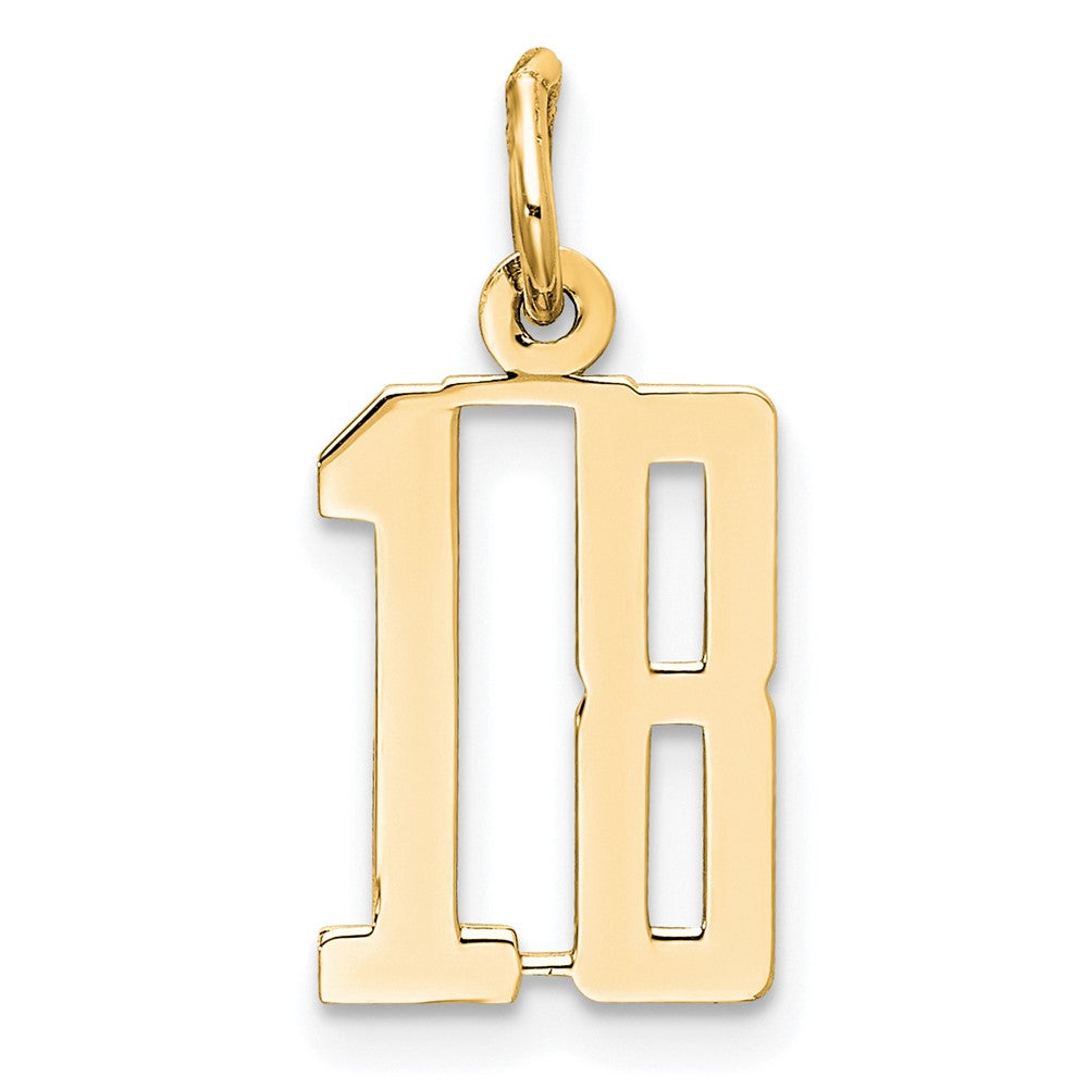 14k Small Elongated Number 18 Charm
