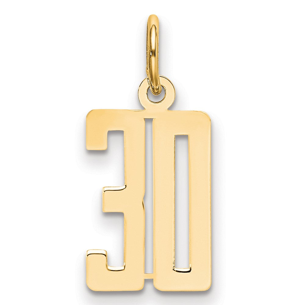 14k Small Elongated Number 30 Charm