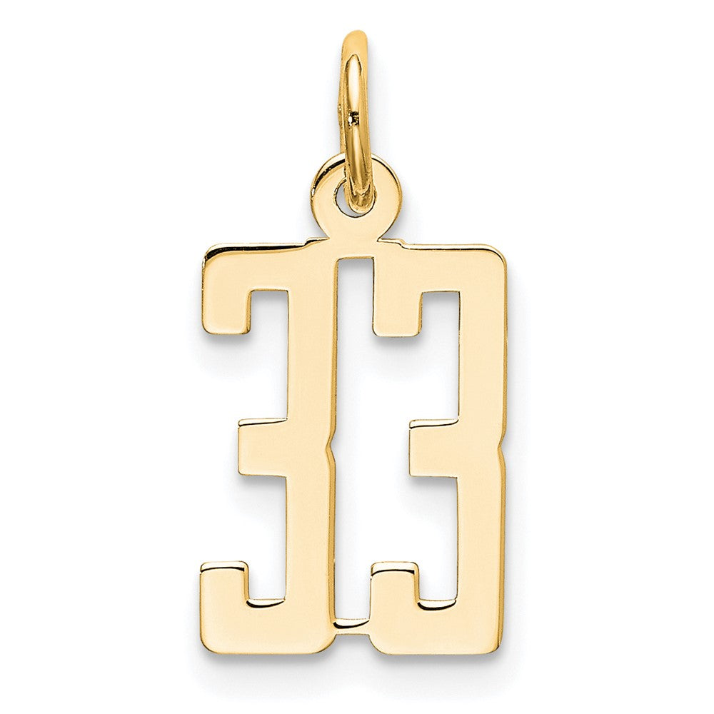 14k Small Elongated Number 33 Charm