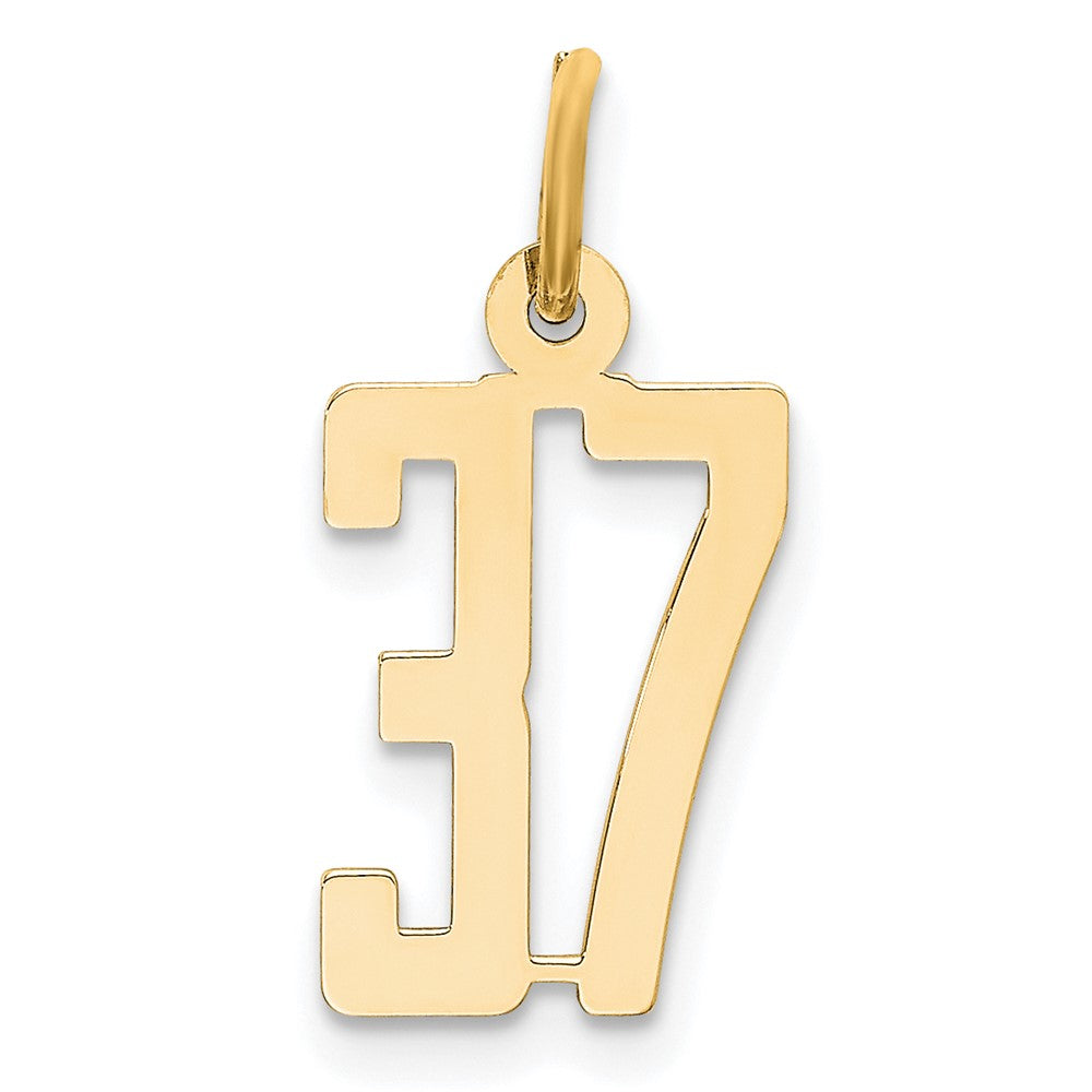14k Small Elongated Number 37 Charm