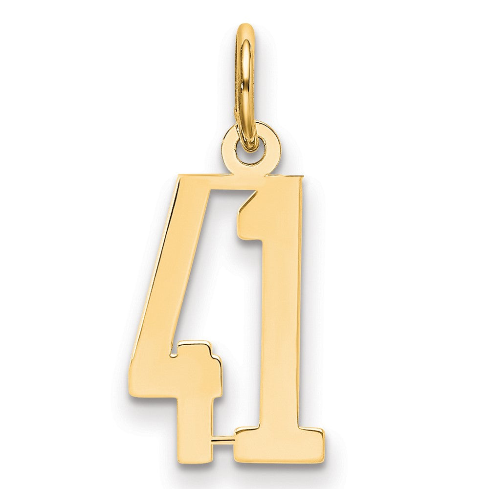 14k Small Elongated Number 41 Charm