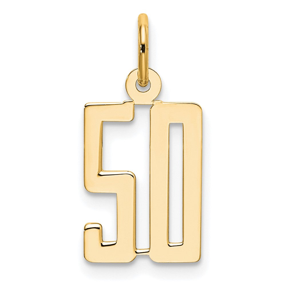 14k Small Elongated Number 50 Charm