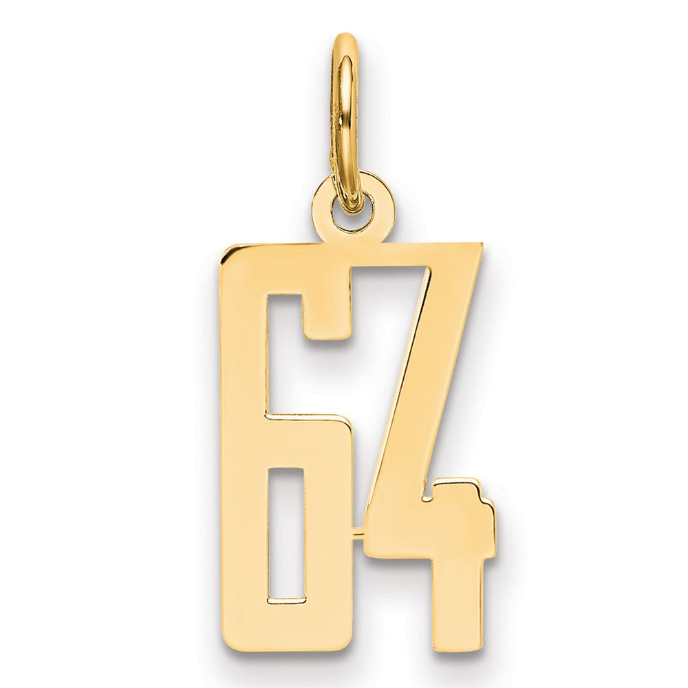 14k Small Elongated Number 64 Charm