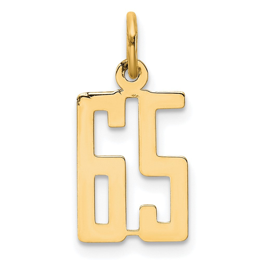 14k Small Elongated Number 65 Charm