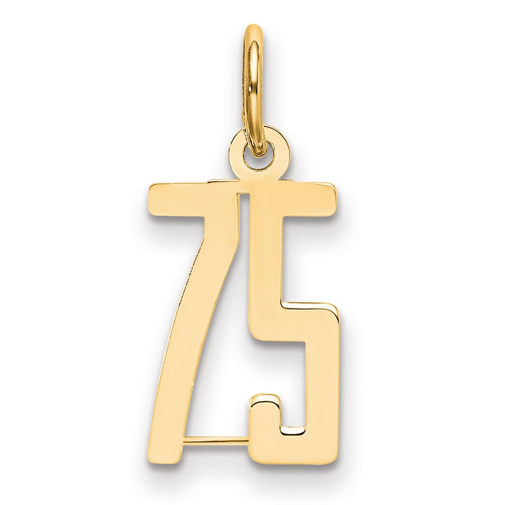 14k Small Elongated Number 75 Charm