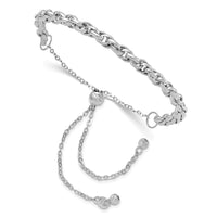 Load image into Gallery viewer, 14K White Gold Polished Fancy Link Adj. Bracelet
