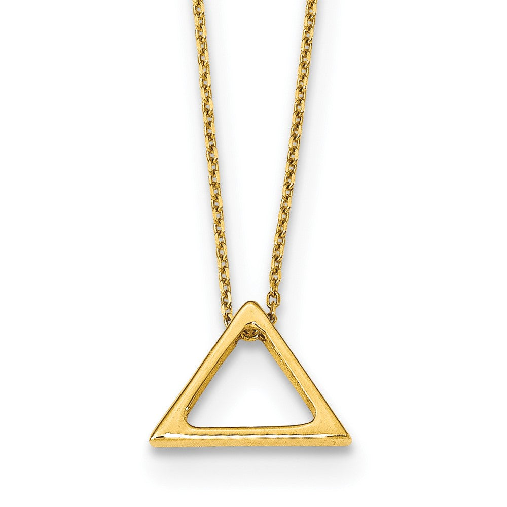 14K Polished Triangle w/2 in ext. Necklace