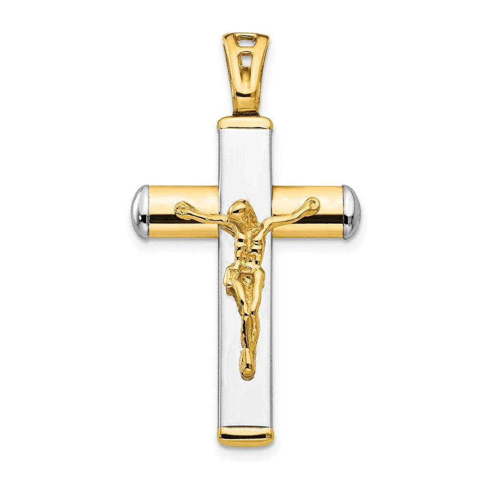 14K Two-tone Polished Crucifix Pendant