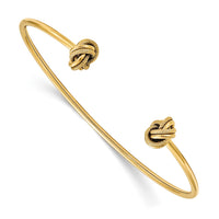 Load image into Gallery viewer, 14K Polished and Textured Love Knot Flexible Cuff Bangle
