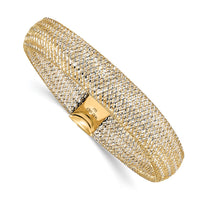 Load image into Gallery viewer, 14K w/Rhodium Polished Mesh Stretch Bracelet
