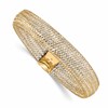 14K w/Rhodium Polished Mesh Stretch Bracelet
