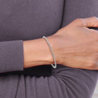Load image into Gallery viewer, 14K w/White RH-plating Polished Mesh Stretch Bracelet
