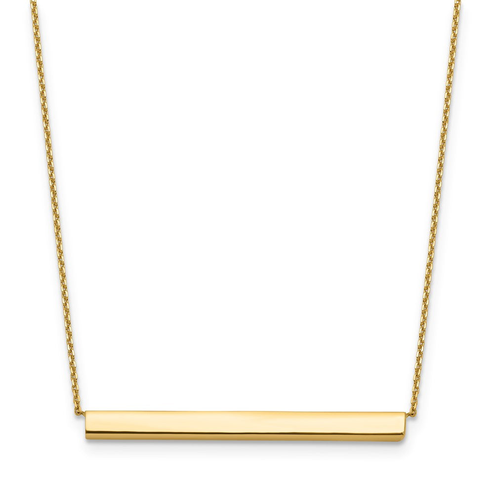 14K Polished with 1in ext. Bar Necklace