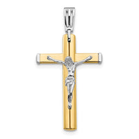 Load image into Gallery viewer, 14K Two-tone Polished Crucifix Cross Pendant
