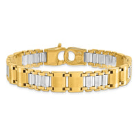 Load image into Gallery viewer, 14K Two-tone Polished and Brushed Fancy Link Men&#39;s Bracelet
