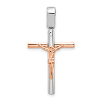 Load image into Gallery viewer, 14K Two-tone Rose and White Gold Crucifix Pendant
