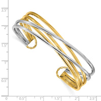 Load image into Gallery viewer, 14K with Rhodium Polished Slip-on Cuff Bangle
