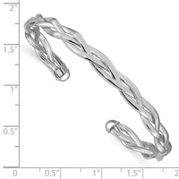 Load image into Gallery viewer, 14K with White Rhodium Polished Braided Cuff Bangle
