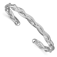 Load image into Gallery viewer, 14K with White Rhodium Polished Braided Cuff Bangle
