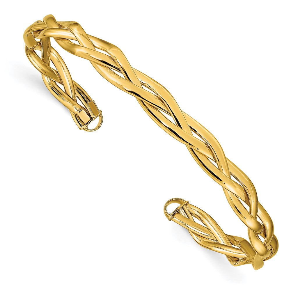 14k Polished Braided Cuff Bangle
