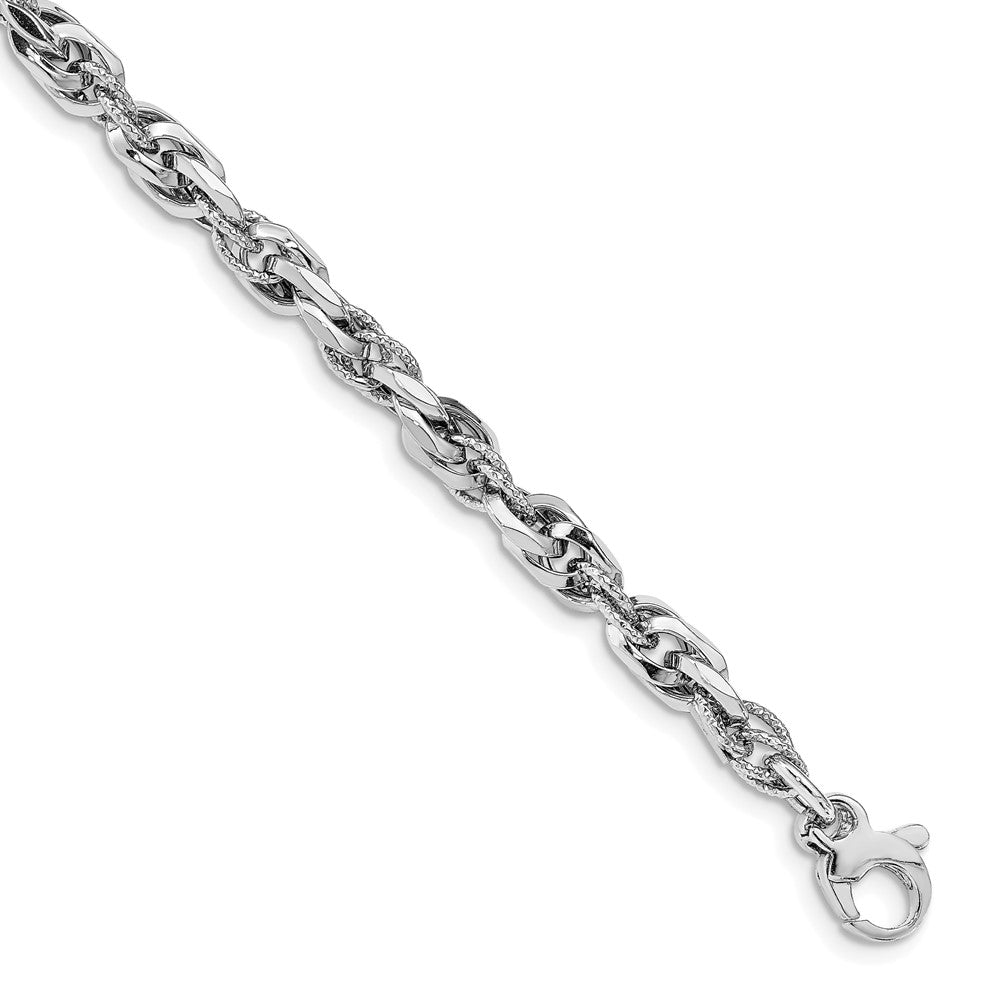 14k White Gold D/C Polished Link w/.5 Bracelet