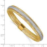 Load image into Gallery viewer, 14K w/Rhodium Polished Mesh Stretch Bracelet
