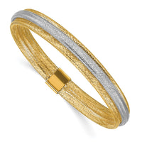 Load image into Gallery viewer, 14K w/Rhodium Polished Mesh Stretch Bracelet
