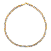Load image into Gallery viewer, 14k w/Wht Rhodium/Rose Gold-plat Polished Mesh Necklace
