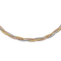 Load image into Gallery viewer, 14k w/Wht Rhodium/Rose Gold-plat Polished Mesh Necklace

