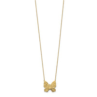 Load image into Gallery viewer, 14k Polished and Brushed Butterfly w/ 2in ext Necklace
