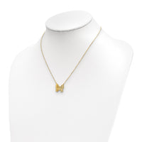 Load image into Gallery viewer, 14k Polished and Brushed Butterfly w/ 2in ext Necklace
