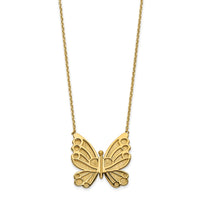 Load image into Gallery viewer, 14k Polished and Brushed Butterfly w/ 2in ext Necklace
